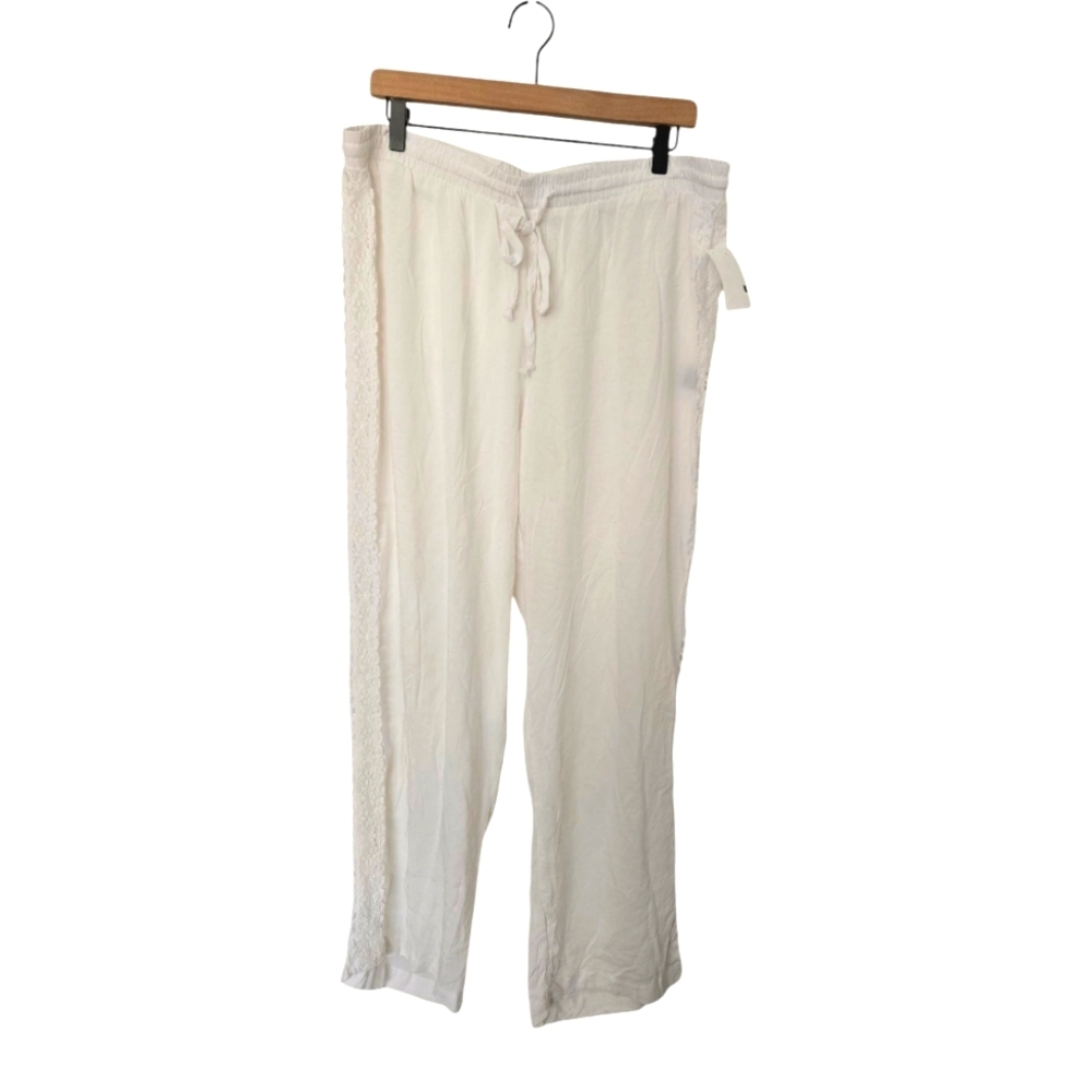 NWT New Look White Drawstring Lounge Pants Size 1x